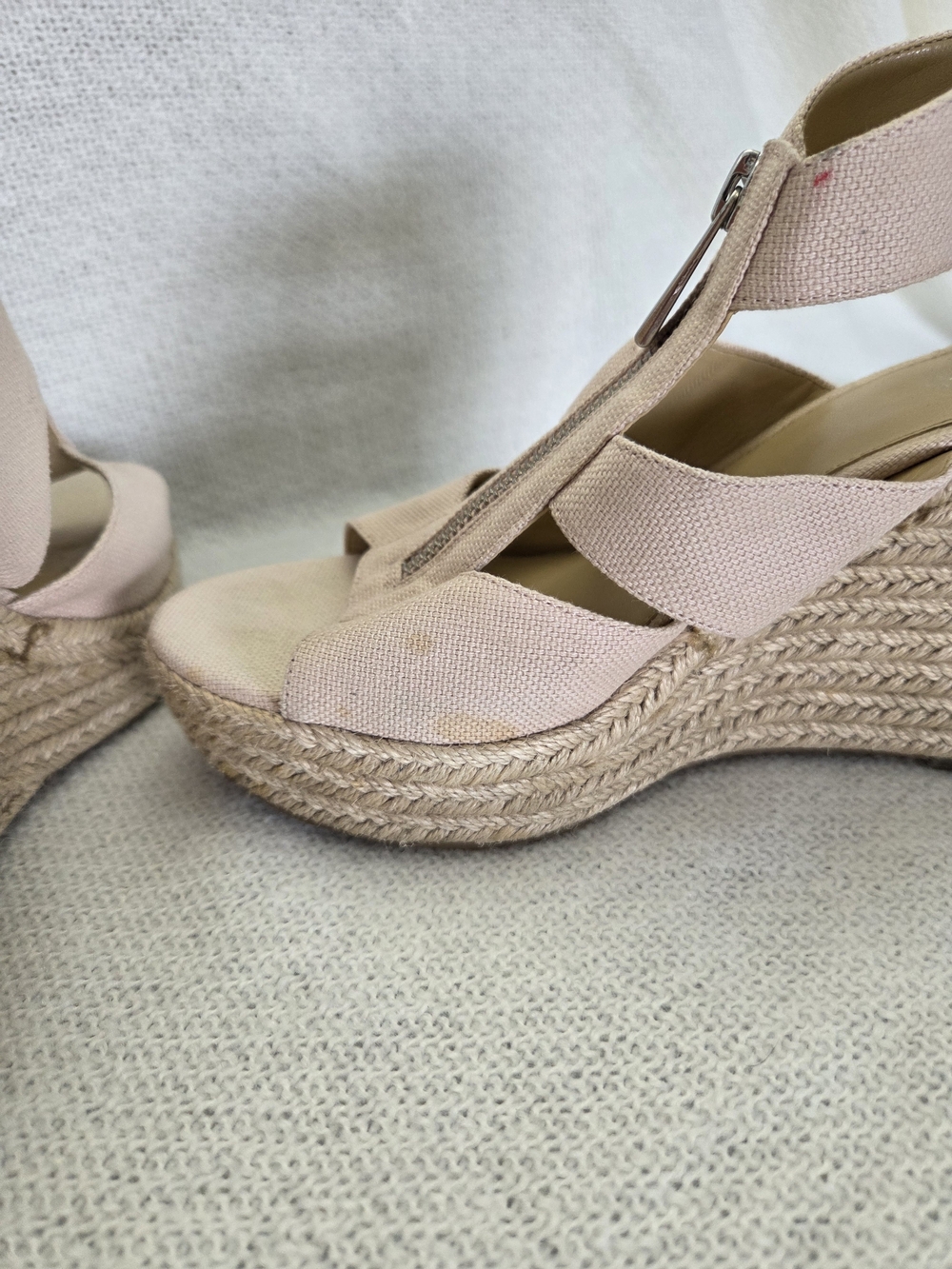 MICHAEL Michael Kors Blush Pink Espadrille Wedge Sandals with Front Zip - Picture 7 of 7